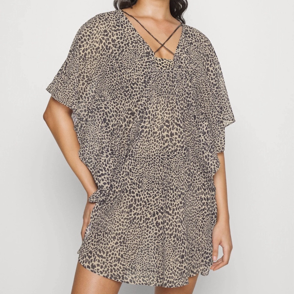 Michael Kors Black and White Animal Print swim cover up medium large - Picture 10 of 11